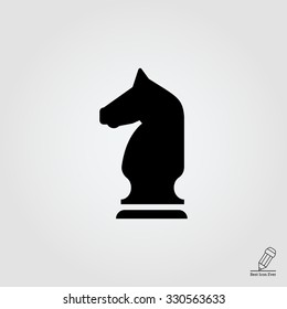 Vector icon of black chess knight silhouette