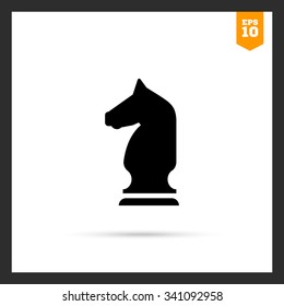 Vector icon of black chess knight silhouette
