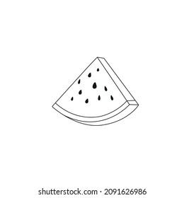 Vector icon in black color slice of watermelon