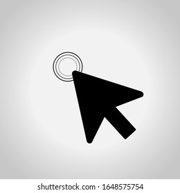 Vector icon of black cursor mouse on gray background.