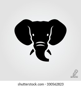 Vector icon of black elephant head silhouette