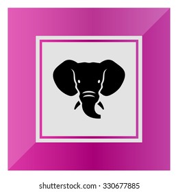 Vector icon of black elephant head silhouette
