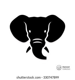 Vector icon of black elephant head silhouette