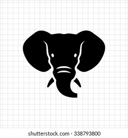 Vector icon of black elephant head silhouette