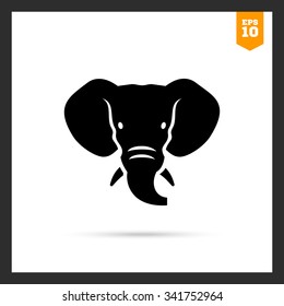 Vector icon of black elephant head silhouette