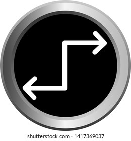 vector icon black with metal edging web buttons with two white arrows in different directions