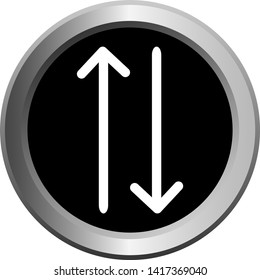 vector icon black with metal edging web buttons with two white arrows in different directions