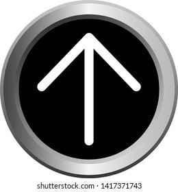 vector icon black with metal edging web buttons with white arrow to the up