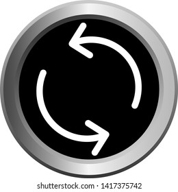 vector icon black with metal edging web buttons with two white arrows in a circle