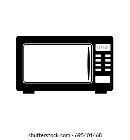 Vector icon of of  black microwave oven on white background. Home Appliances