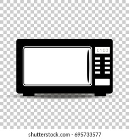 Vector icon of of  black microwave oven on white background. Home Appliances