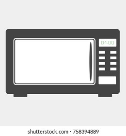 Vector icon of of  black microwave oven on white background. Home Appliances