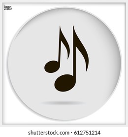 Icono del vector nota de música negra aislada en fondo blanco. Símbolo musical.