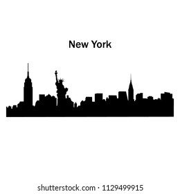 Vector icon of black panorama of New York City on white background. Vector illustration. Flat design for business financial marketing advertisement advertisement web concept cartoon illustration