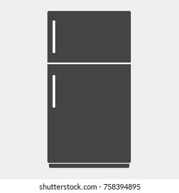 Vector icon of  black refrigerator on white background. Home Appliances