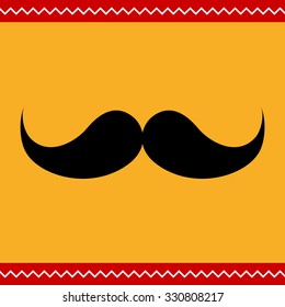 Vector icon of black retro male moustache