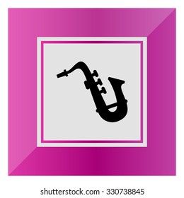 Vector icon of black saxophone silhouette, side view