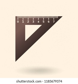 Vector Icon - Black Silhouette Setsquare. Triangle Ruler.