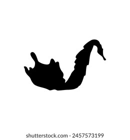 Vector icon of a black silhouette of water with an image of splashes, waves and drops. Whirlpools and liquid shapes with a shade of blue for game design