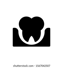 vector icon black of teeth in a trendy solid style isolated on a white background. the tooth icon symbol will come loose for your printed product design inspiration. color can be changed