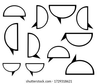 Vector icon black and white bubble linear icons.Semicircle.