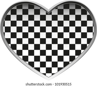 vector icon - black and white chess heart