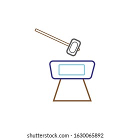 vector icon, blacksmith anvil and mallet