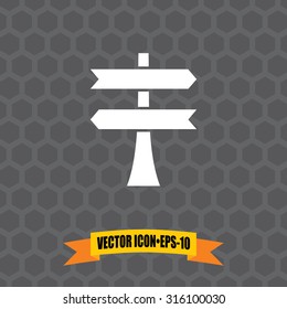 Vector Icon of Blank Road Sign on Dark Gray Background. Eps.10.