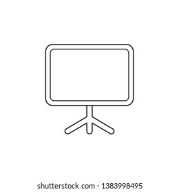 Vector icon of blank white presentation chart board. Black outlines.