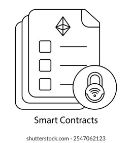 Vector icon for Blockchain-Based Smart Contracts. Emphasizes secure contract automation.