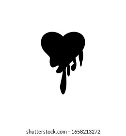 Vector icon of bloody broken heart. on a white background