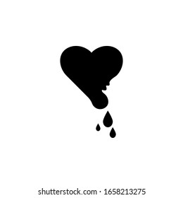 Vector icon of bloody broken heart. on a white background