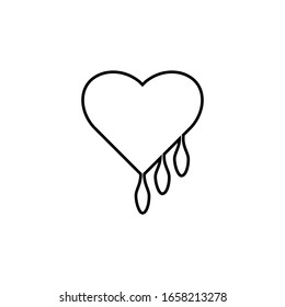 Vector icon of bloody broken heart. on a white background