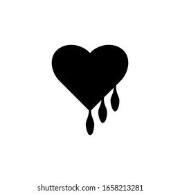 Vector icon of bloody broken heart. on a white background