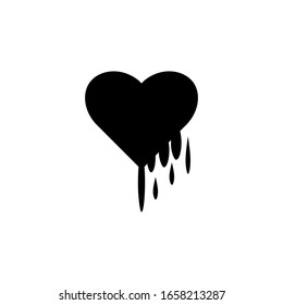 Vector icon of bloody broken heart. on a white background