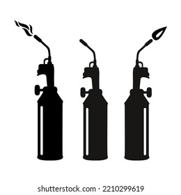 Vector icon of a blowtorch with a flame for iron welding