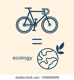 vector icon blue bicycle is ecology on pastel background