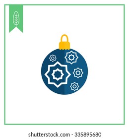 Vector icon of blue Christmas ball with white star ornament