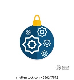Vector icon of blue Christmas ball with white star ornament