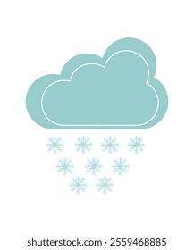 Vector icon of a blue cloud with snowflakes falling beneath it. Suitable for weather applications, winter themes, or forecasts.