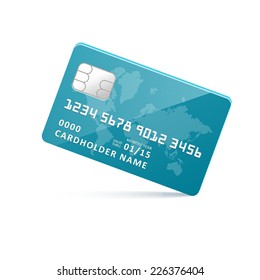 Vector icon blue earth credit card