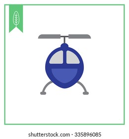Vector icon of blue helicopter icon, front view