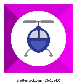 Vector icon of blue helicopter icon, front view