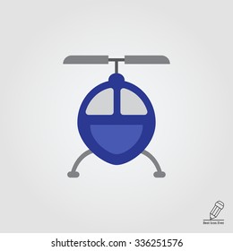 Vector icon of blue helicopter icon, front view