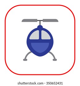 Vector icon of blue helicopter icon, front view