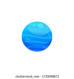 vector icon of the blue planet of the solar system, cartoon sticker for teaching astronomy, space for children in school online, neptune with spots on the surface, shiny ball isolated on white eps 10