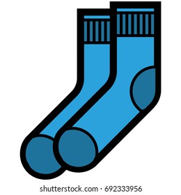 Vector Icon of a blue socks for men or women in flat style. Pixel perfect. Business and office look. For shops and stores 