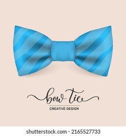 Vector icon of a blue striped bow tie isolated on a white background. Hipster style