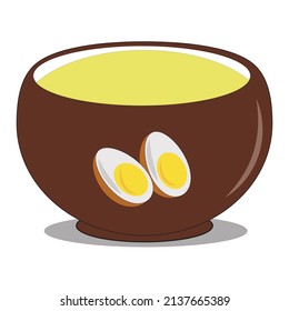 vector icon of boiled ramen noodle soup egg bowl illustration