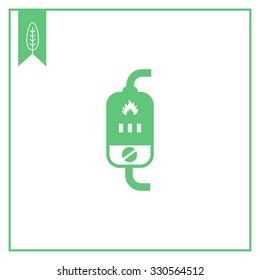 Vector icon of boiler with switch and heat indication